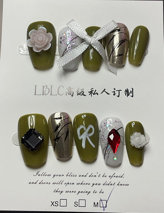 Olive Elegance Press On Nails