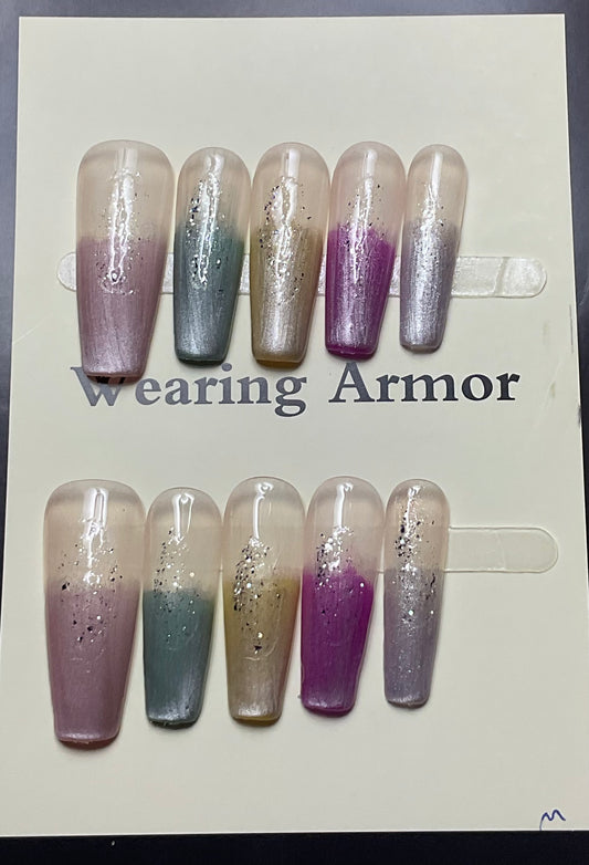 Shimmering Shield Press On Nails