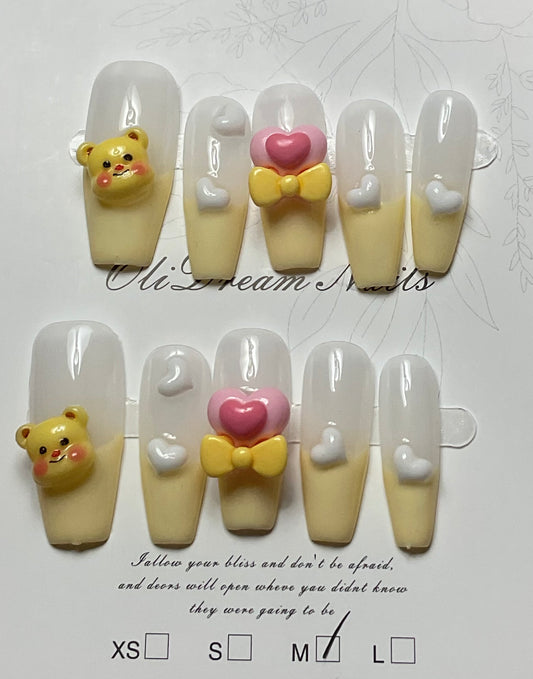Charming Olie Cream Press On Nails