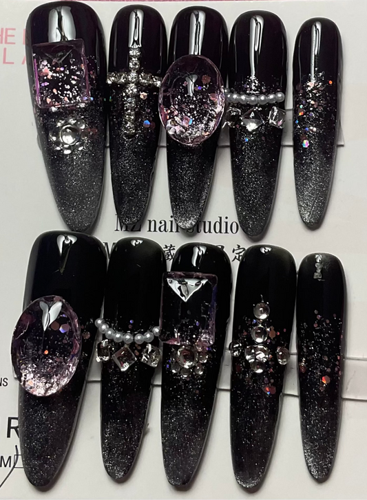 Midnight Sparkle Press On Nails