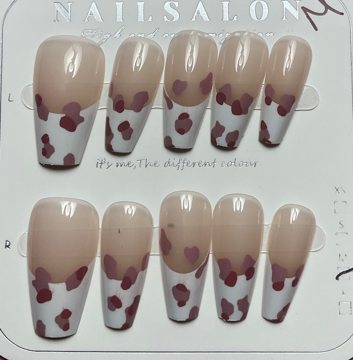 Cow Design With French Tips Press On Nails