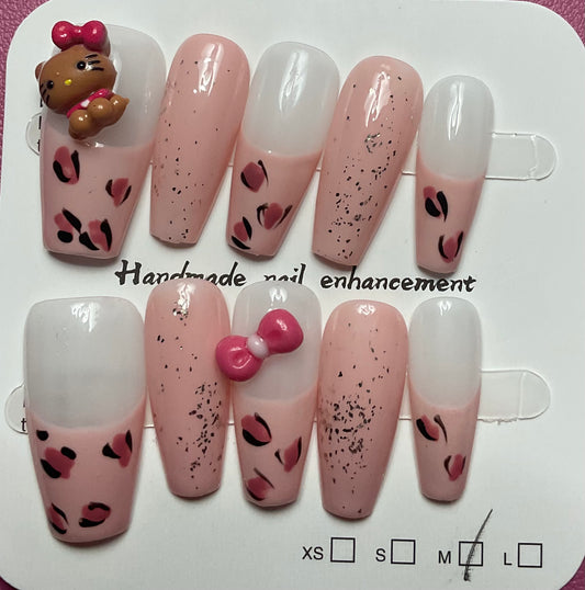 Chic Leopard & Hello Kitty Press On Nails