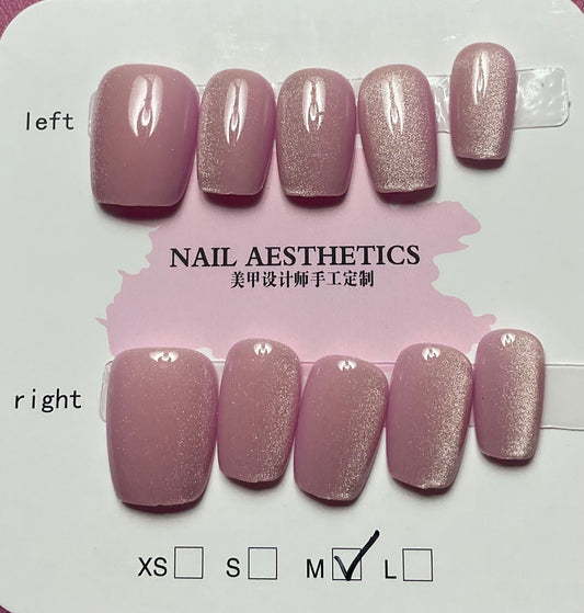 Glossy Pink Press On Nails