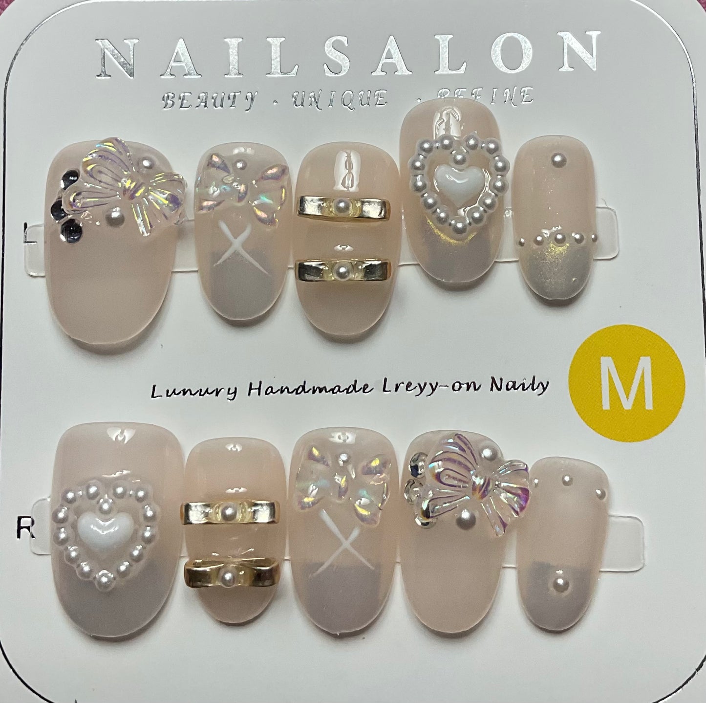 Luminous Pearl Heart Press On Nails