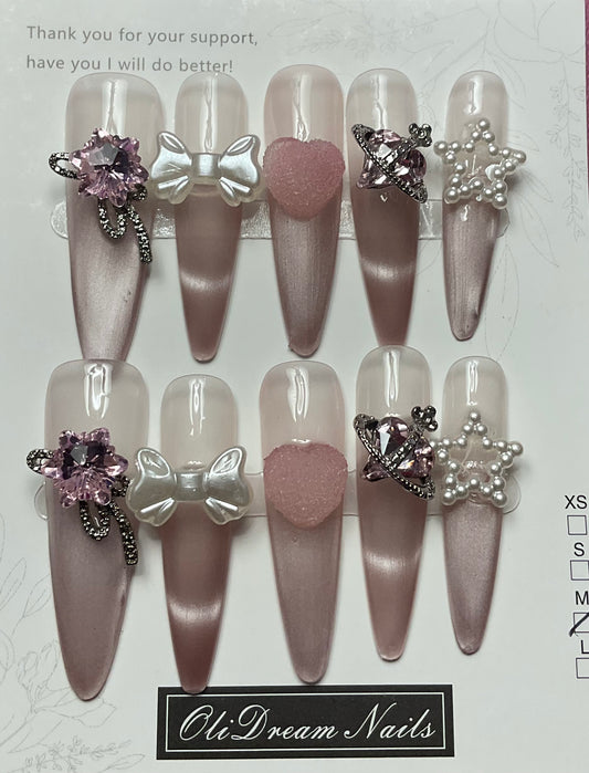 Sparkling Sweetheart and Starburst Press On Nails