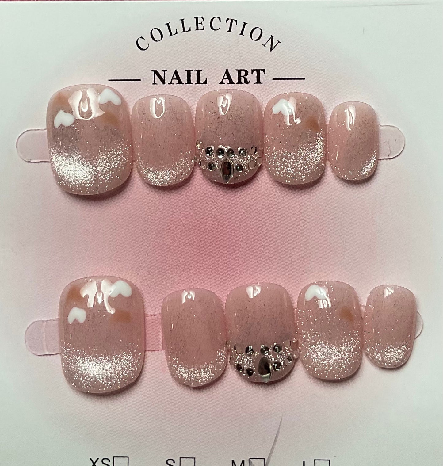 Pink Heart Press On Nails