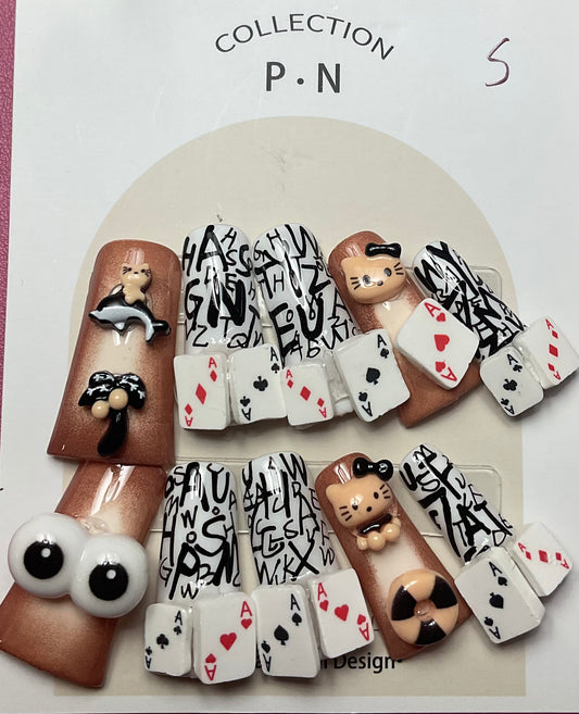 Playing Cards Press On Dunk Nails