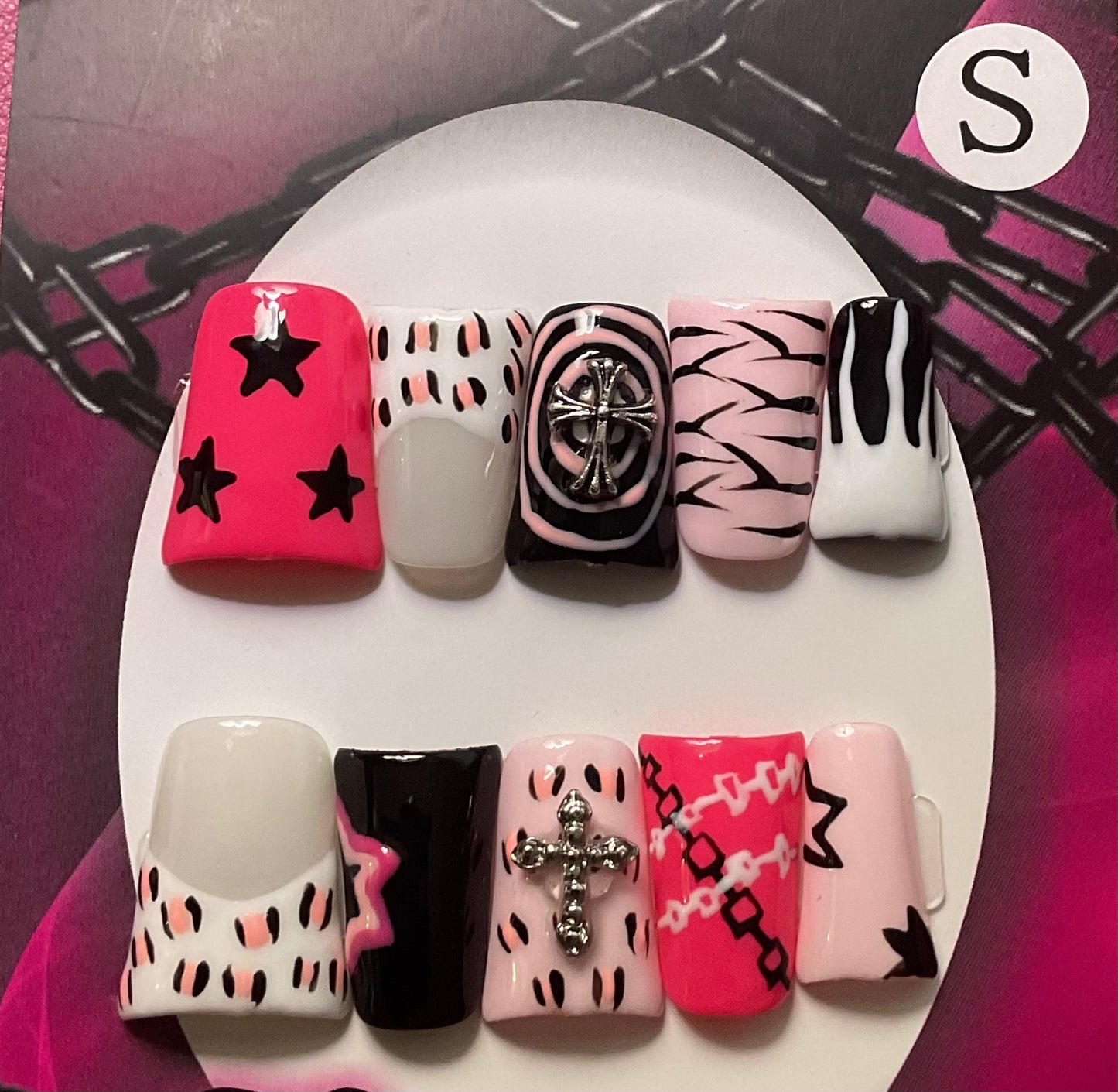 Mixed Pattern Press On Duck Nails