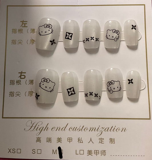 White Hello Kitty Press On Nails