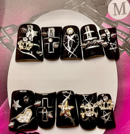 Midnight Reign Press On Duck Nails