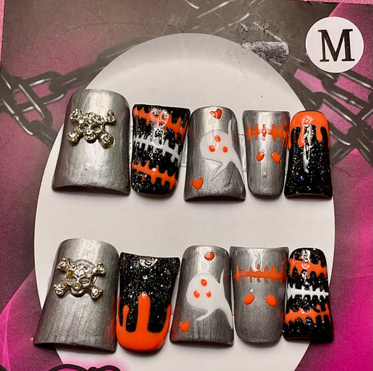 Spooky Sparkle Press On Duck Nails