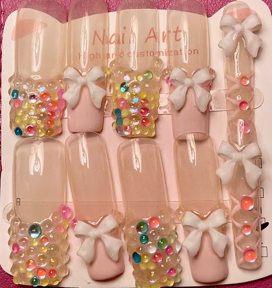 Candy Coated Gemstone Press On Nails