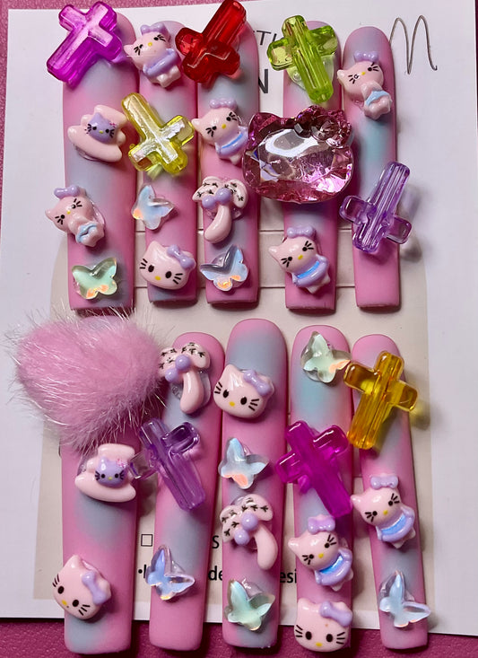 Dreamy Kitty Cloud Press On Nails