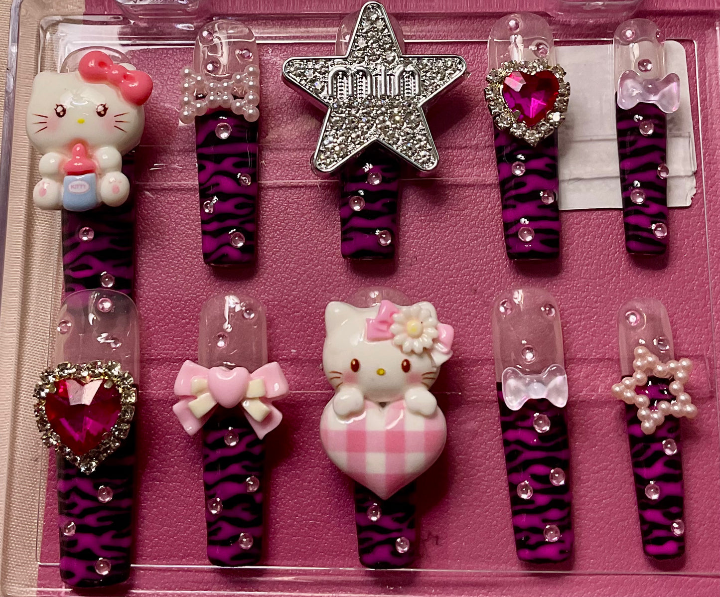 Pink Zebra Print Press On Nails