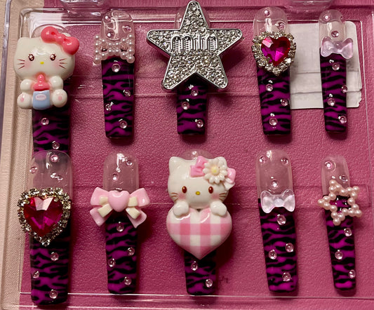 Pink Zebra Print Press On Nails