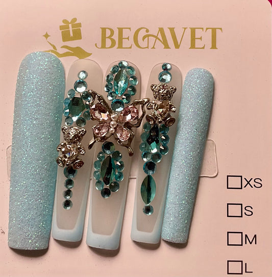 Dreamy Sky Blue Press On Nails