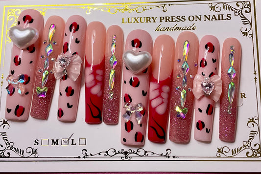 Sweetheart Leopard Press On Nails