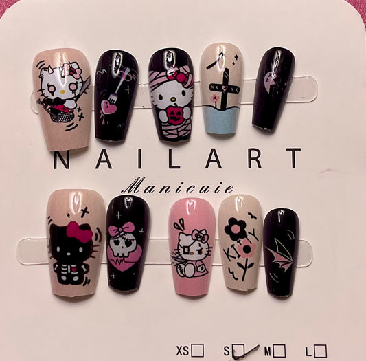 Scary Hello Kitty Press On Nails
