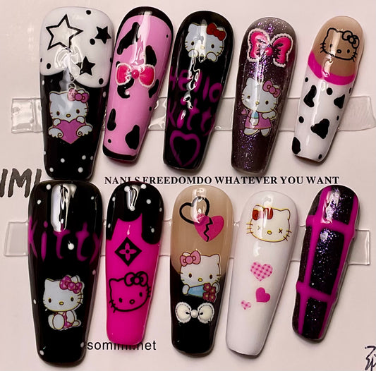 Cute Hello Kitty Press On Nails