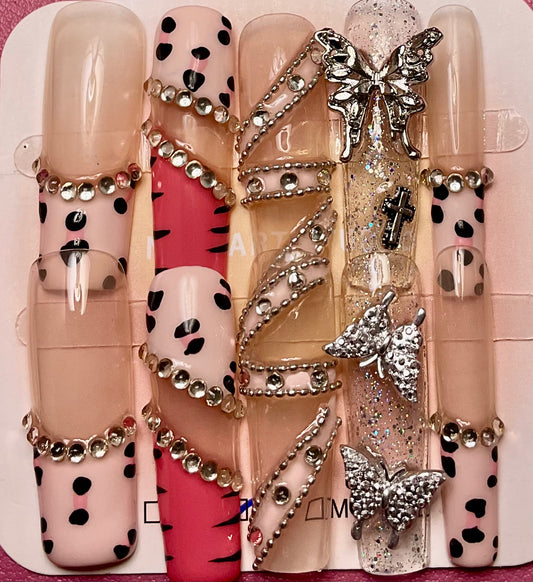 Chic Butterfly & Leopard Press On Nails