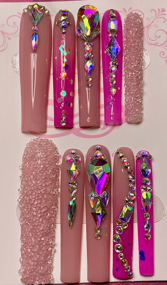Luxury Pink Bling Press On Nails