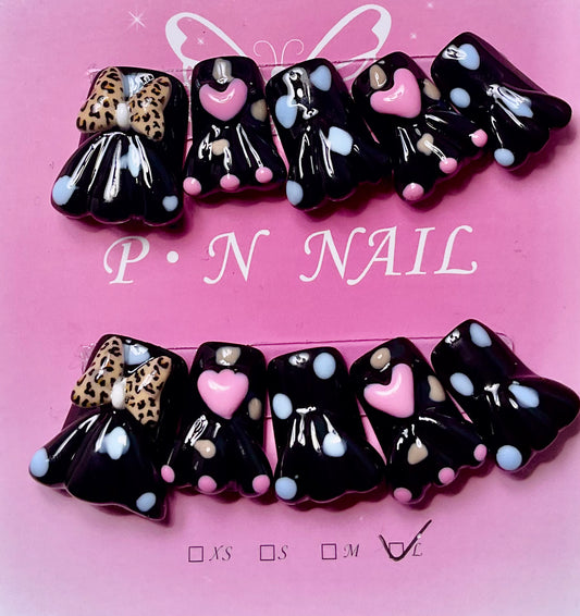Sweetheart Leopard & Polka Dot Press On Nails