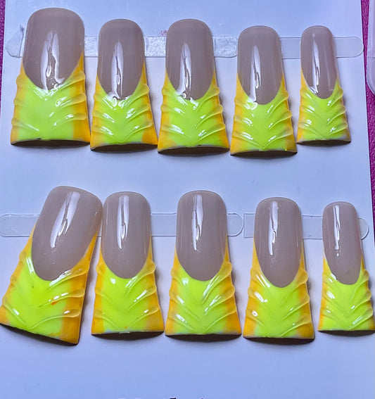 Neon Wave Press On Nails