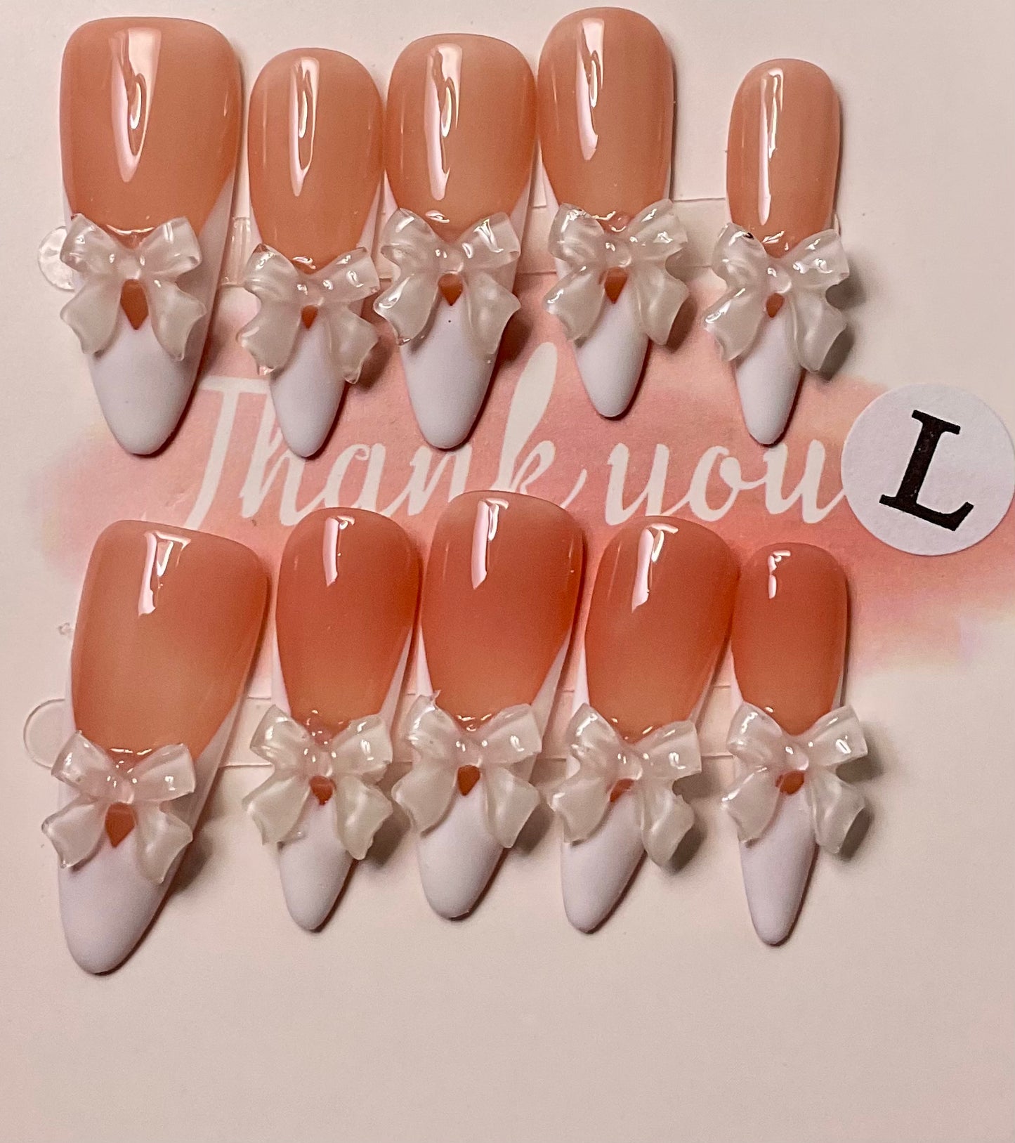 Bridal Bow French Tips Press On Nails