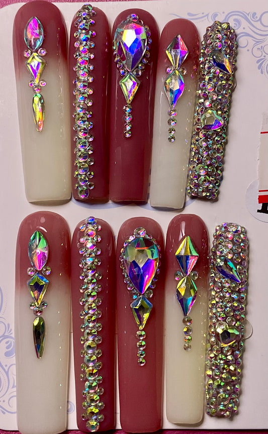 Glamorous Rhinestone Press On Nails