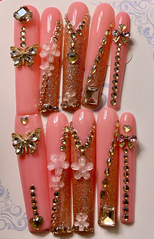 Enchanting Blossom Pink Press On Nails