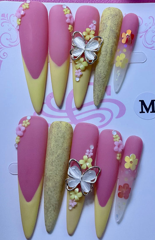 Yellow Blossom Press On Nails