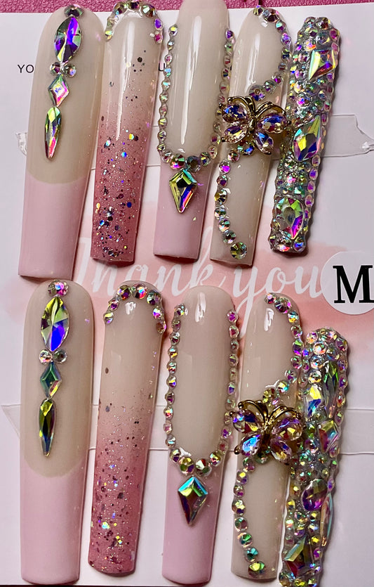 Sparkling Ombre Press On Nails