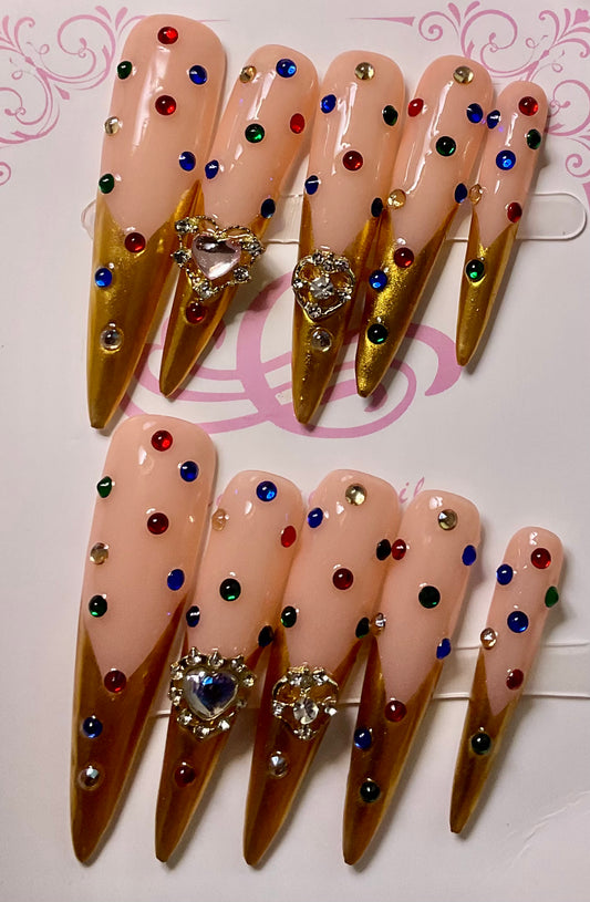 Enchanted Crown & Gemstone Press On Nails