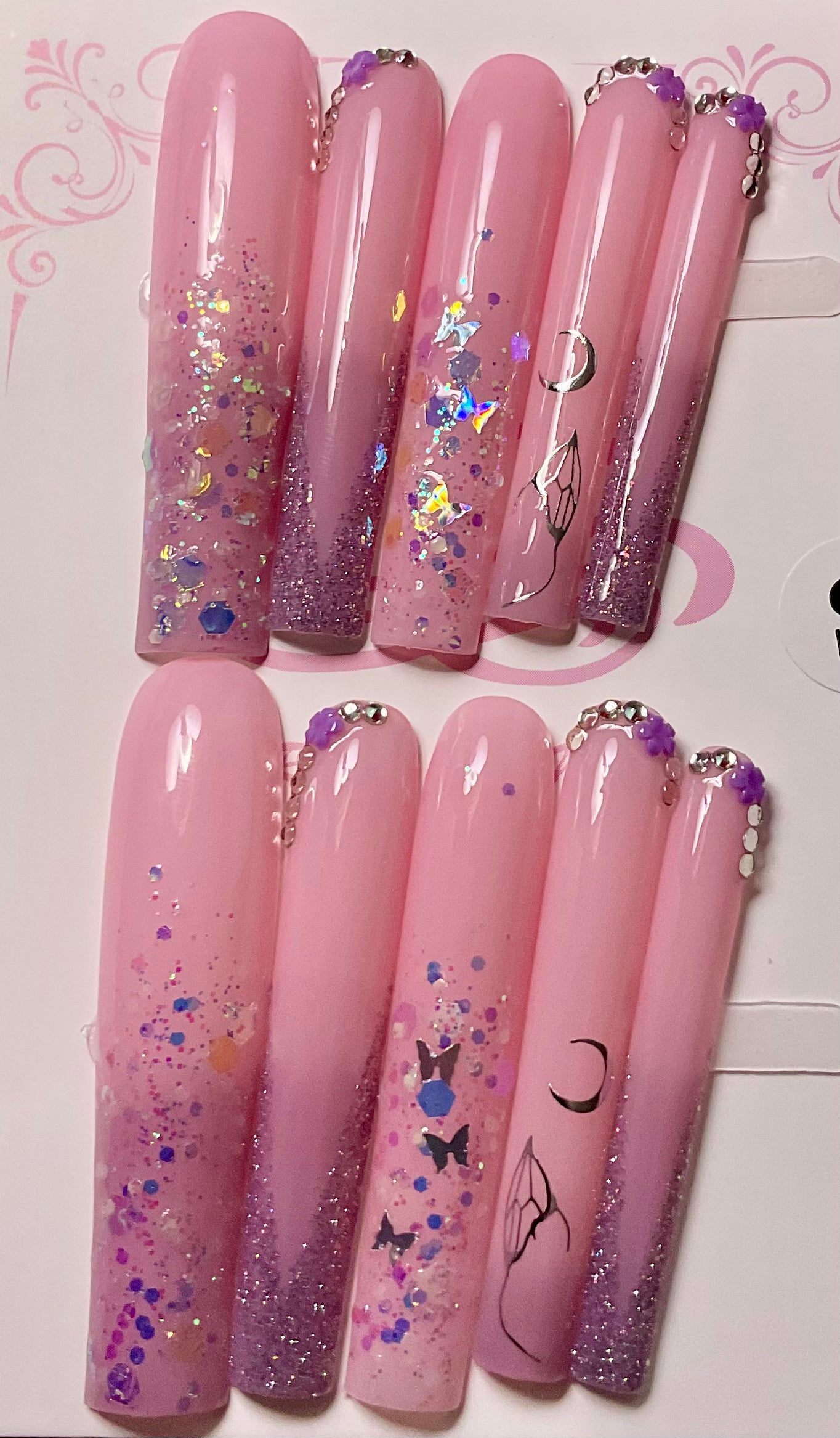 Pink & Purple Ombre Press On Nails