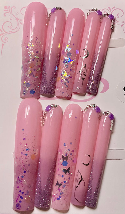 Pink & Purple Ombre Press On Nails