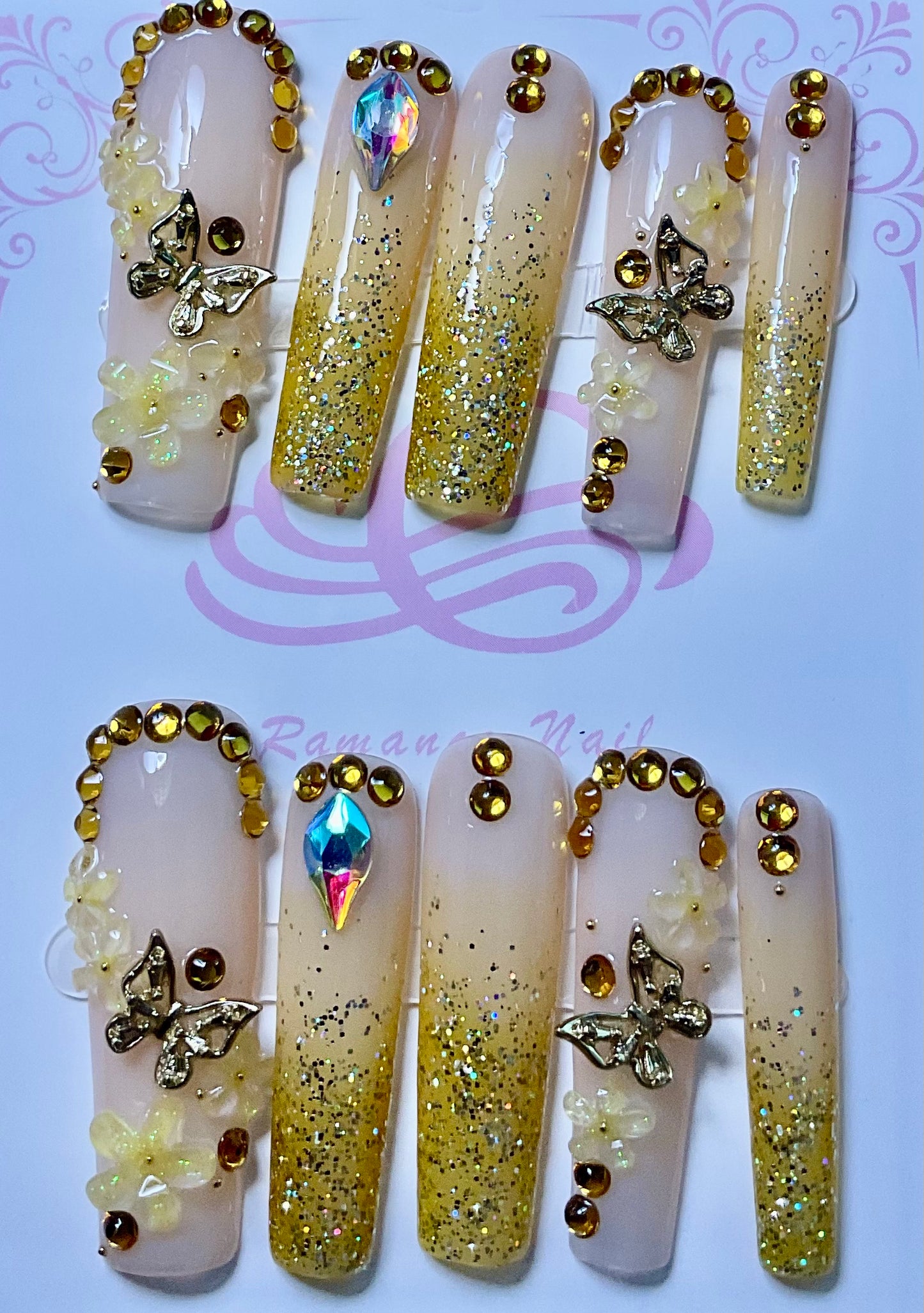 Golden Butterfly Dream Press On Nails