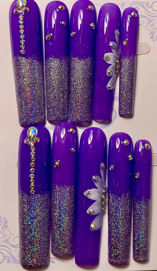 Violet Shimmer & Shine Press On Nails