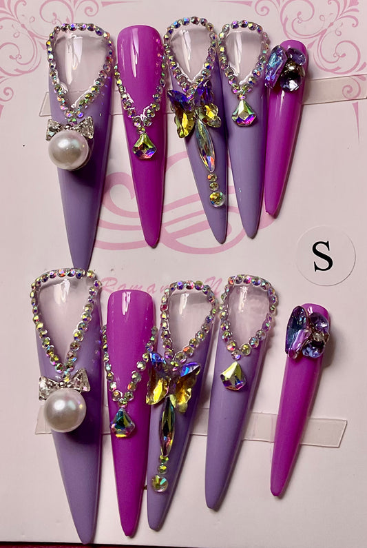 Glamorous Purple Press On Nails