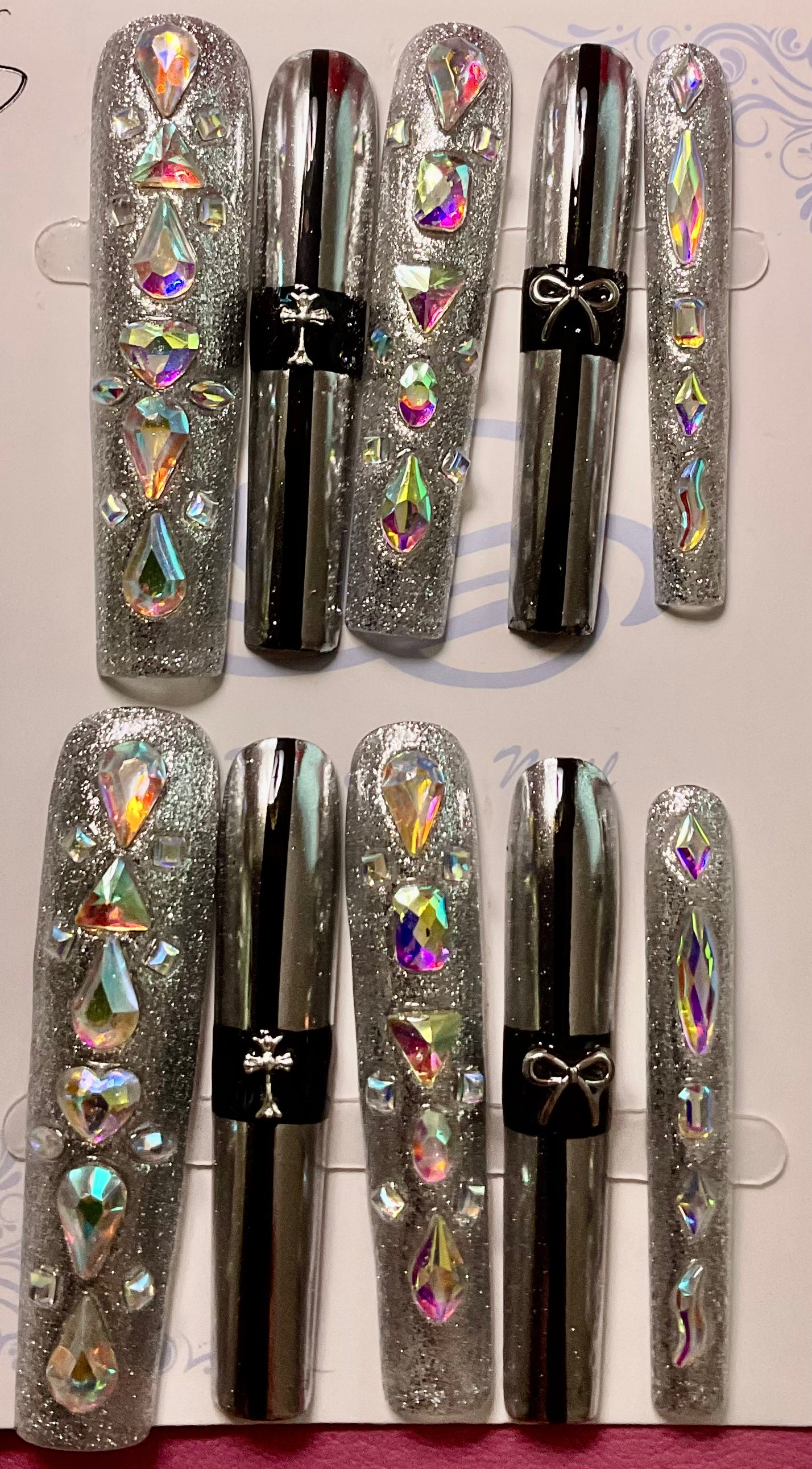 Y2K Iridescent Sliver Press On Nails