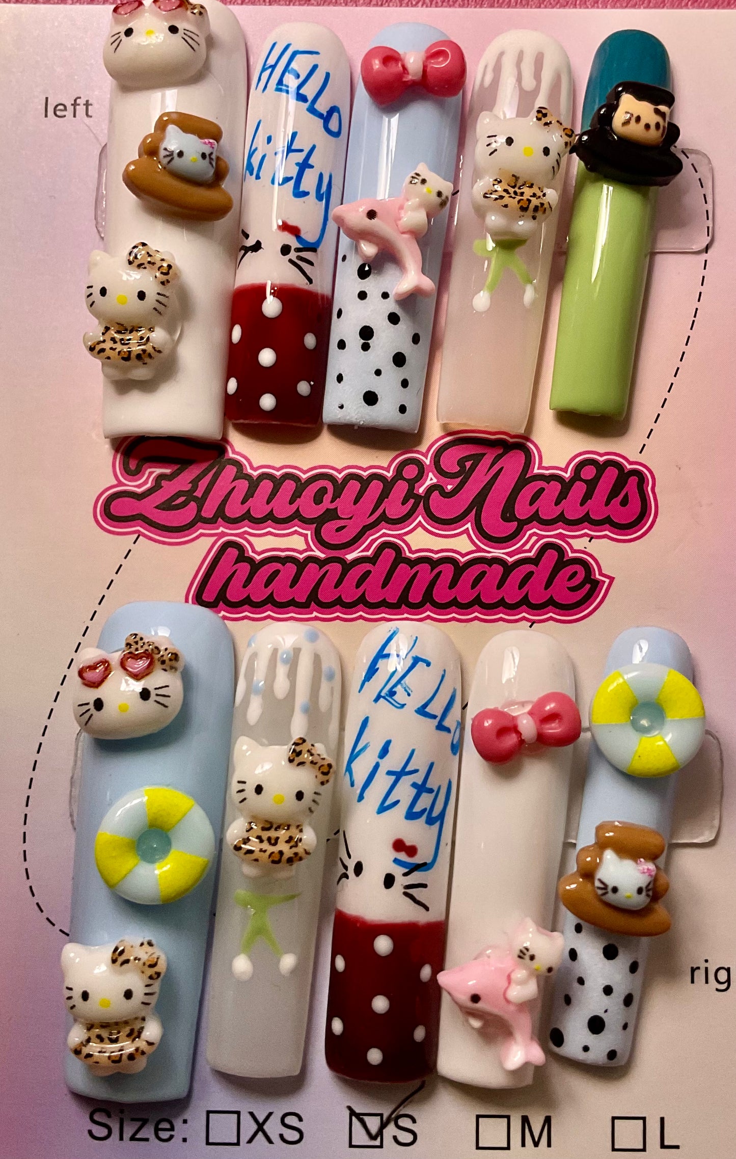 Charming Hello Kitty Press On Nails