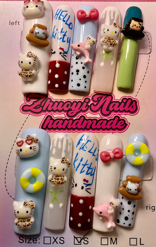 Charming Hello Kitty Press On Nails