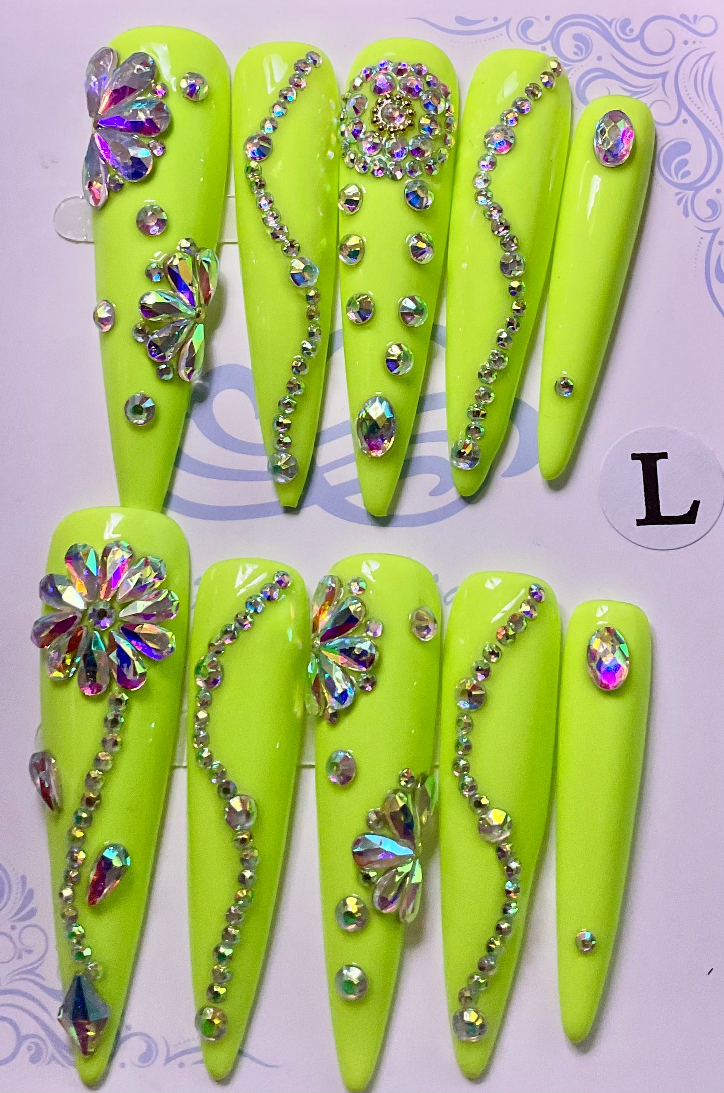 Electric Lime Bling Press On Nails