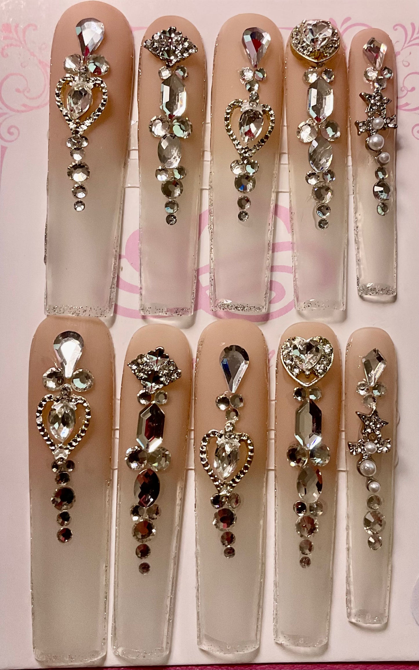 Luxury Nude & Crystal Press On Nails