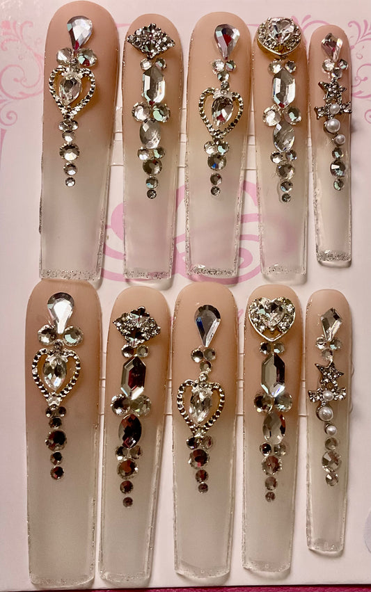 Luxury Nude & Crystal Press On Nails