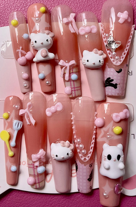 Pink Hello Kitty Press On Nails
