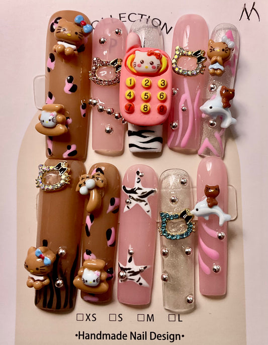 Playful Paws & Hello Kitty Press On Nails