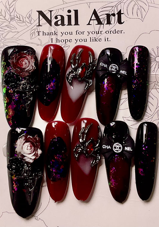 Velvet Bloom & Sparkle Press On Nails