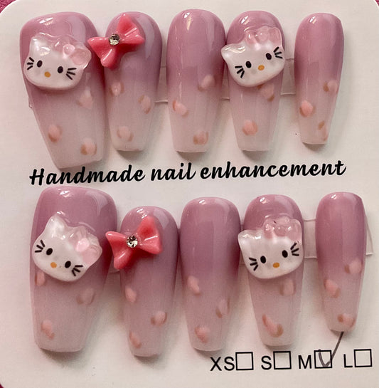 Sweet Hello Kitty & Bow Press On Nails