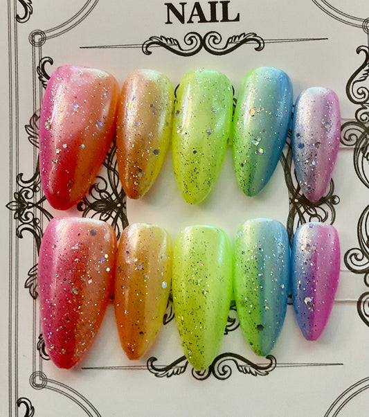 Rainbow Sparkle Press On Nails