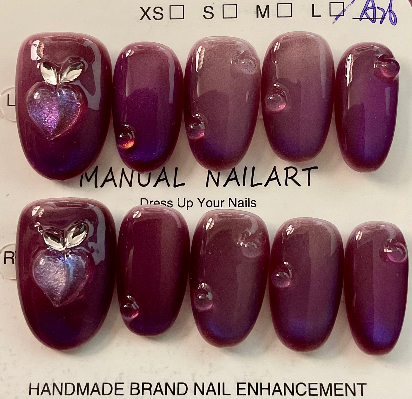 Amethyst Heart Glow Press On Nails